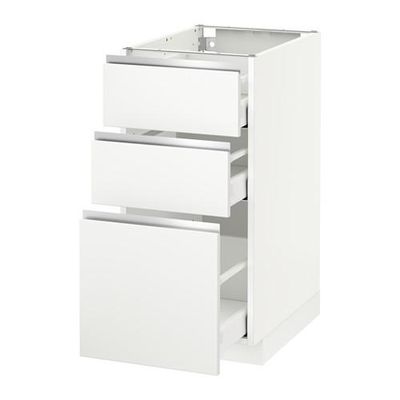 МЕТОД / МАКСИМЕРА Напольный шкаф с 3 ящиками - 40x60 см, Нодста белый/алюминий, белый