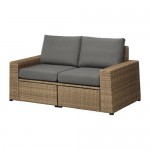 СОЛЛЕРОН 2-местный диван,садовый - коричневый/ФРЁСЁН/ДУВХОЛЬМЕН темно-серый