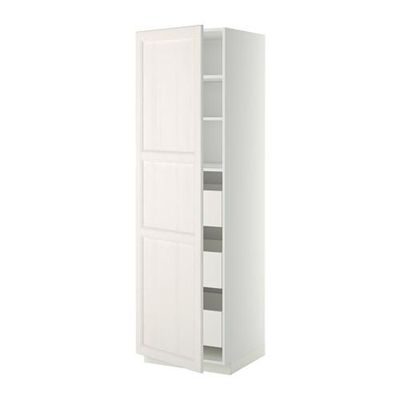 МЕТОД / МАКСИМЕРА Высокий шкаф с ящиками - 60x60x200 см, Лаксарби белый, белый
