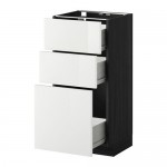 МЕТОД / ФОРВАРА Напольный шкаф с 3 ящиками - 40x37 см, Рингульт глянцевый белый, под дерево черный