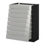 МЕТОД / МАКСИМЕРА Наполн шкаф 8 фронт/8 низк ящиков - под дерево черный, Гревста нержавеющ сталь, 60x37 см МЕТОД / МАКСИМЕРА Наполн шкаф 8 фронт/8 низк ящиков - под дерево черный, Гревста нержавеющ сталь, 60x37 см