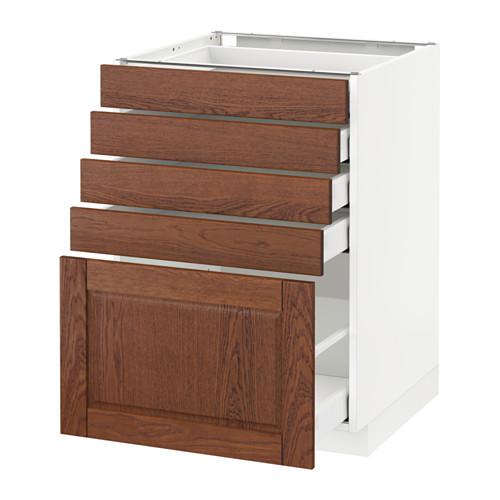 МЕТОД / МАКСИМЕРА Напольный шкаф с 5 ящиками - белый, Филипстад коричневый, 60x60 см