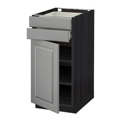 МЕТОД / ФОРВАРА Напольный шкаф с дверцей/2 ящиками - 40x60 см, Будбин серый, под дерево черный МЕТОД / ФОРВАРА Напольный шкаф с дверцей/2 ящиками - 40x60 см, Будбин серый, под дерево черный