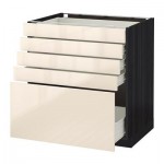 МЕТОД / ФОРВАРА Напольный шкаф с 5 ящиками - 80x60 см, Рингульт глянцевый кремовый, под дерево черный МЕТОД / ФОРВАРА Напольный шкаф с 5 ящиками - 80x60 см, Рингульт глянцевый кремовый, под дерево черный