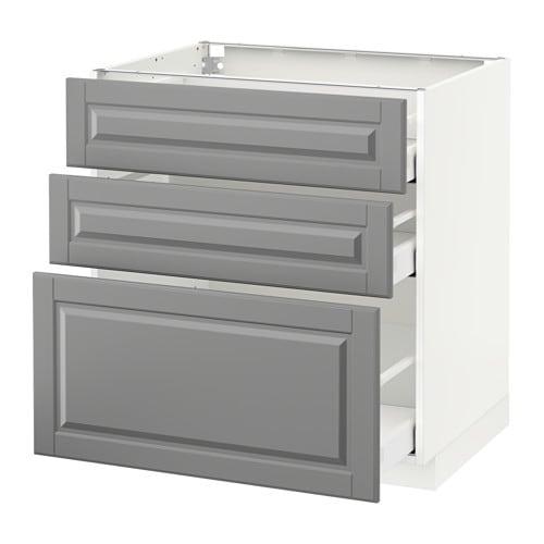 МЕТОД / МАКСИМЕРА Напольный шкаф с 3 ящиками - белый, Будбин серый, 80x60 см МЕТОД / МАКСИМЕРА Напольный шкаф с 3 ящиками - белый, Будбин серый, 80x60 см