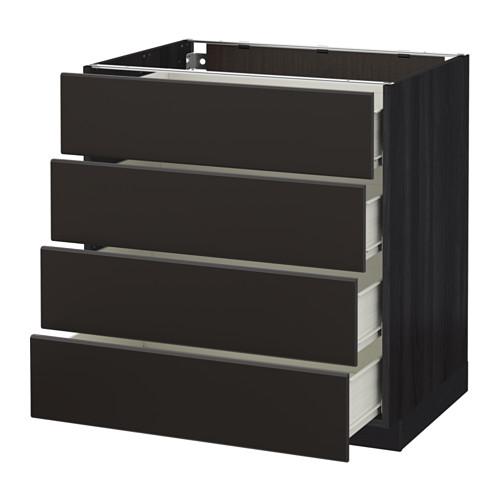 МЕТОД / ФОРВАРА Напольн шкаф 4 фронт панели/4 ящика - под дерево черный, Кунгсбакка антрацит, 80x60 см МЕТОД / ФОРВАРА Напольн шкаф 4 фронт панели/4 ящика - под дерево черный, Кунгсбакка антрацит, 80x60 см