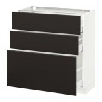 МЕТОД / МАКСИМЕРА Напольный шкаф с 3 ящиками - белый, Кунгсбакка антрацит, 80x37 см МЕТОД / МАКСИМЕРА Напольный шкаф с 3 ящиками - белый, Кунгсбакка антрацит, 80x37 см