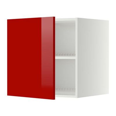 МЕТОД Верх шкаф на холодильн/морозильн - 60x60 см, Рингульт глянцевый красный, белый