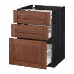 МЕТОД / МАКСИМЕРА Напольный шкаф с 3 ящиками - под дерево черный, Филипстад коричневый, 60x60 см