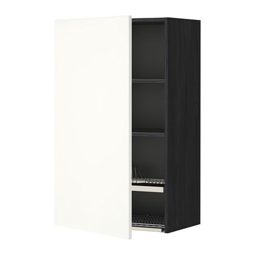 МЕТОД Шкаф навесной с сушкой - под дерево черный, Хэггеби белый, 60x100 см