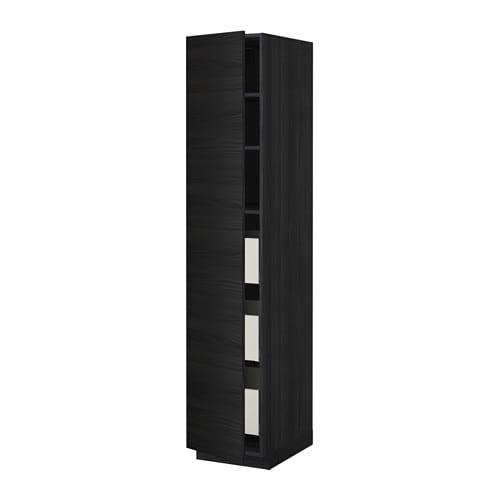 МЕТОД / МАКСИМЕРА Высокий шкаф с ящиками - под дерево черный, Тингсрид под дерево черный, 40x60x200 см