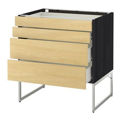 МЕТОД / ФОРВАРА Нплн шк 4 фронт/2 низк/2средн ящ - 80x60x60 см, Тингсрид под березу, под дерево черный МЕТОД / ФОРВАРА Нплн шк 4 фронт/2 низк/2средн ящ - 80x60x60 см, Тингсрид под березу, под дерево черный