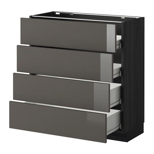 МЕТОД / ФОРВАРА Напольн шкаф 4 фронт панели/4 ящика - под дерево черный, Рингульт глянцевый серый, 80x37 см МЕТОД / ФОРВАРА Напольн шкаф 4 фронт панели/4 ящика - под дерево черный, Рингульт глянцевый серый, 80x37 см