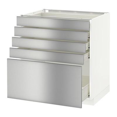 МЕТОД / ФОРВАРА Напольный шкаф с 5 ящиками - 80x60 см, Гревста нержавеющ сталь, белый МЕТОД / ФОРВАРА Напольный шкаф с 5 ящиками - 80x60 см, Гревста нержавеющ сталь, белый