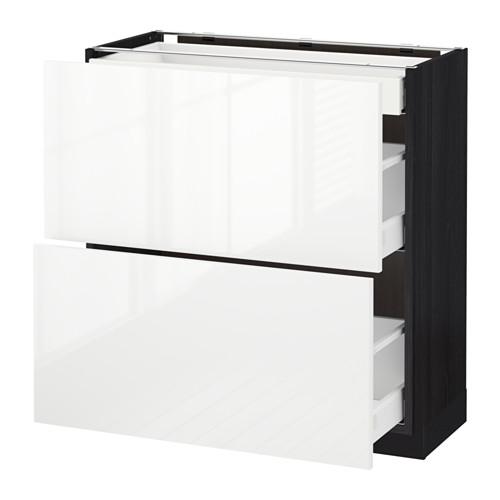 МЕТОД / МАКСИМЕРА Напольный шкаф/2фасада/3ящика - под дерево черный, Рингульт глянцевый белый, 80x37 см МЕТОД / МАКСИМЕРА Напольный шкаф/2фасада/3ящика - под дерево черный, Рингульт глянцевый белый, 80x37 см