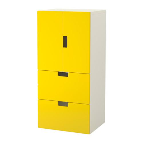 СТУВА Комб для хран с дверц/ящ - белый/желтый