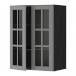 METOD навесной шкаф с полками/2 стекл дв черный/Будбин серый 60x80 см