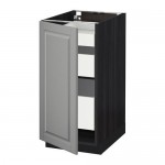 МЕТОД / МАКСИМЕРА Напольный шкаф с 1двр/3ящ - под дерево черный, Будбин серый, 40x60 см МЕТОД / МАКСИМЕРА Напольный шкаф с 1двр/3ящ - под дерево черный, Будбин серый, 40x60 см