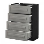 МЕТОД / ФОРВАРА Напольн шкаф 4 фронт панели/4 ящика - 60x37 см, Будбин серый, под дерево черный МЕТОД / ФОРВАРА Напольн шкаф 4 фронт панели/4 ящика - 60x37 см, Будбин серый, под дерево черный