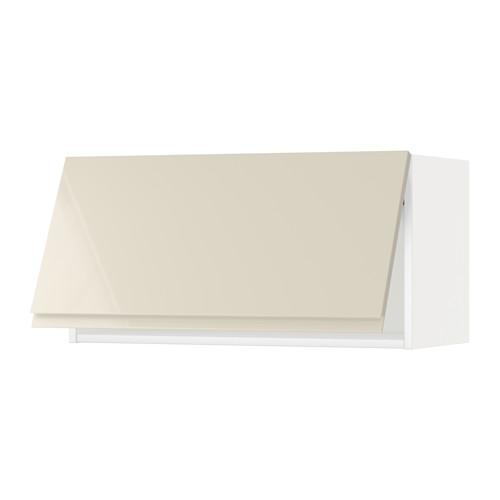 МЕТОД Горизонтальный навесной шкаф - белый, Воксторп глянцевый светло-бежевый, 80x40 см