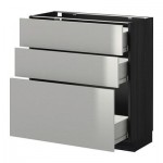 МЕТОД / ФОРВАРА Напольный шкаф с 3 ящиками - 80x37 см, Гревста нержавеющ сталь, под дерево черный МЕТОД / ФОРВАРА Напольный шкаф с 3 ящиками - 80x37 см, Гревста нержавеющ сталь, под дерево черный