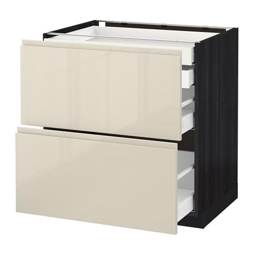 МЕТОД / МАКСИМЕРА Напл шк 2 фрнт/2низ/1срд/1 выс ящ - под дерево черный, Воксторп глянцевый светло-бежевый, 80x60 см