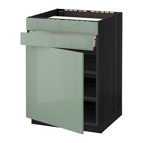 МЕТОД / ФОРВАРА Нап шк д/вар панели/дв/2фасада/1ящ - под дерево черный, Калларп глянцевый светло-зеленый