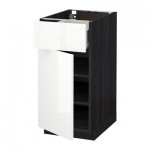 МЕТОД / ФОРВАРА Напольный шкаф с ящиком/дверью - 40x60 см, Рингульт глянцевый белый, под дерево черный МЕТОД / ФОРВАРА Напольный шкаф с ящиком/дверью - 40x60 см, Рингульт глянцевый белый, под дерево черный