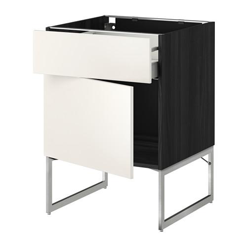 МЕТОД / МАКСИМЕРА Напольный шкаф с ящиком/дверью - под дерево черный, Веддинге белый, 60x60x60 см МЕТОД / МАКСИМЕРА Напольный шкаф с ящиком/дверью - под дерево черный, Веддинге белый, 60x60x60 см