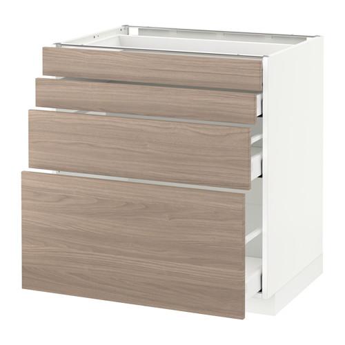 МЕТОД / МАКСИМЕРА Напольн шкаф 4 фронт панели/4 ящика - 80x60 см, Брокхульт под грецкий орех светло-серый, белый МЕТОД / МАКСИМЕРА Напольн шкаф 4 фронт панели/4 ящика - 80x60 см, Брокхульт под грецкий орех светло-серый, белый