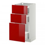 МЕТОД / ФОРВАРА Напольный шкаф с 3 ящиками - 40x37 см, Рингульт глянцевый красный, белый МЕТОД / ФОРВАРА Напольный шкаф с 3 ящиками - 40x37 см, Рингульт глянцевый красный, белый