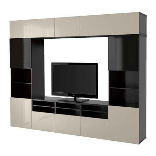 БЕСТО Шкаф для ТВ, комбин/стеклян дверцы - черно-коричневый/Сельсвикен глянцевый/бежевый/дымчатое стекло, направляющие ящика,нажимные БЕСТО Шкаф для ТВ, комбин/стеклян дверцы - черно-коричневый/Сельсвикен глянцевый/бежевый/дымчатое стекло, направляющие ящика,нажимные