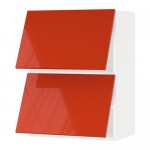 МЕТОД Навесной шкаф/2 дверцы, горизонтал - белый, Ерста глянцевый оранжевый, 60x80 см