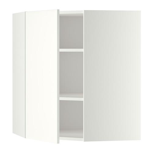 МЕТОД Угловой навесной шкаф с полками - белый, Хэггеби белый, 68x80 см