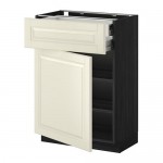 МЕТОД / ФОРВАРА Напольн шкаф двр/фр пнл/плк/2низ ящ - под дерево черный, Будбин белый с оттенком, 60x37 см