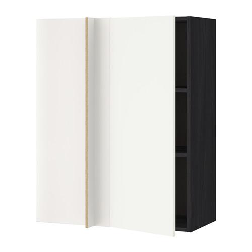 МЕТОД Угловой навесной шкаф с полками - под дерево черный, Хэггеби белый, 88x37x100 см МЕТОД Угловой навесной шкаф с полками - под дерево черный, Хэггеби белый, 88x37x100 см