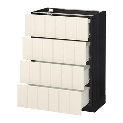 МЕТОД / ФОРВАРА Напольн шкаф 4 фронт панели/4 ящика - 60x37 см, Хитарп белый с оттенком, под дерево черный МЕТОД / ФОРВАРА Напольн шкаф 4 фронт панели/4 ящика - 60x37 см, Хитарп белый с оттенком, под дерево черный