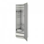 МЕТОД / МАКСИМЕРА Выс шк с отд д/акс д/убрк - 60x60x200 см, Будбин серый, белый