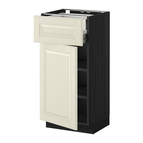 МЕТОД / ФОРВАРА Напольн шкаф двр/фр пнл/плк/2низ ящ - под дерево черный, Будбин белый с оттенком, 40x37 см МЕТОД / ФОРВАРА Напольн шкаф двр/фр пнл/плк/2низ ящ - под дерево черный, Будбин белый с оттенком, 40x37 см