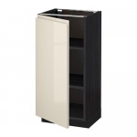 МЕТОД Напольный шкаф с полками - под дерево черный, Воксторп глянцевый светло-бежевый, 40x37 см МЕТОД Напольный шкаф с полками - под дерево черный, Воксторп глянцевый светло-бежевый, 40x37 см