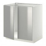 METOD напольн шкаф д раковины+2 двери белый/Гревста нержавеющ сталь 80x61.8x88 cm
