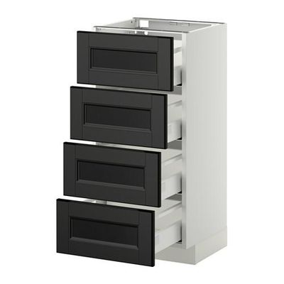 МЕТОД / МАКСИМЕРА Напольн шкаф 4 фронт панели/4 ящика - 40x37 см, Лаксарби черно-коричневый, белый МЕТОД / МАКСИМЕРА Напольн шкаф 4 фронт панели/4 ящика - 40x37 см, Лаксарби черно-коричневый, белый