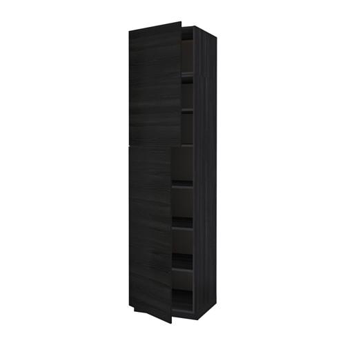 МЕТОД Высокий шкаф с полками/2 дверцы - под дерево черный, Тингсрид под дерево черный, 60x60x240 см