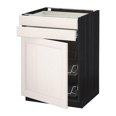 МЕТОД / ФОРВАРА Напольн шкаф/дверца/2ящ/првл крзн - 60x60 см, Лаксарби белый, под дерево черный