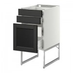 МЕТОД / ФОРВАРА Напольн шкаф 3фронт пнл/2низ/2ср ящ - 40x60x60 см, Лаксарби черно-коричневый, белый МЕТОД / ФОРВАРА Напольн шкаф 3фронт пнл/2низ/2ср ящ - 40x60x60 см, Лаксарби черно-коричневый, белый