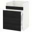 МЕТОД / МАКСИМЕРА Нап шкаф п/мойку ДУМШЁ/3фасада/2ящ - белый, Тингсрид под дерево черный, 60x60 см