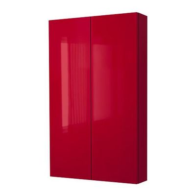 ГОДМОРГОН Навесной шкаф с 2 дверями - глянцевый красный
