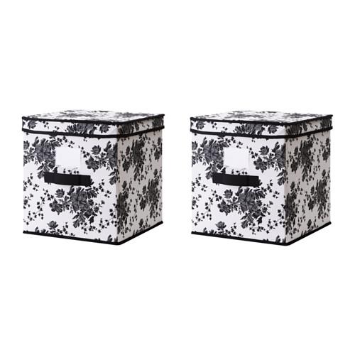 ГАРНИТУР Коробка с крышкой - черный/белый цветок