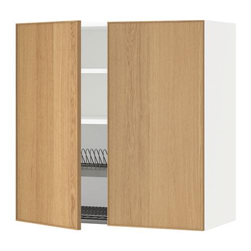 МЕТОД Навесной шкаф с посуд суш/2 дврц - белый, Экестад дуб, 80x80 см МЕТОД Навесной шкаф с посуд суш/2 дврц - белый, Экестад дуб, 80x80 см