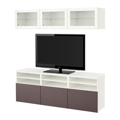 БЕСТО Шкаф для ТВ, комбин/стеклян дверцы - белый/Вальвикен темно-коричневый, прозрачное стекло, направляющие ящика,нажимные БЕСТО Шкаф для ТВ, комбин/стеклян дверцы - белый/Вальвикен темно-коричневый, прозрачное стекло, направляющие ящика,нажимные